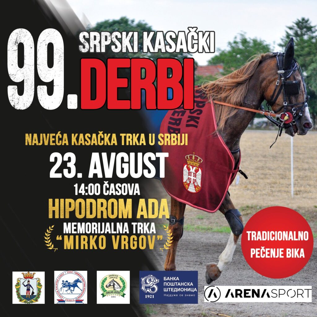 99. Srpski kasački derbi 23. avgusta 2026.  na Hipodromu u Adi